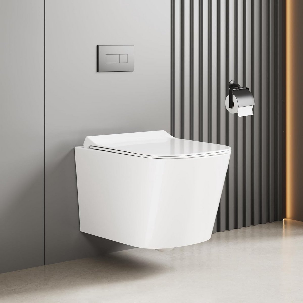 Hangtoilet spoelrandloos keramiek met softclose deksel - wandtoiletset inclusief randloze spoeltechniek, U-vorm 51 cm