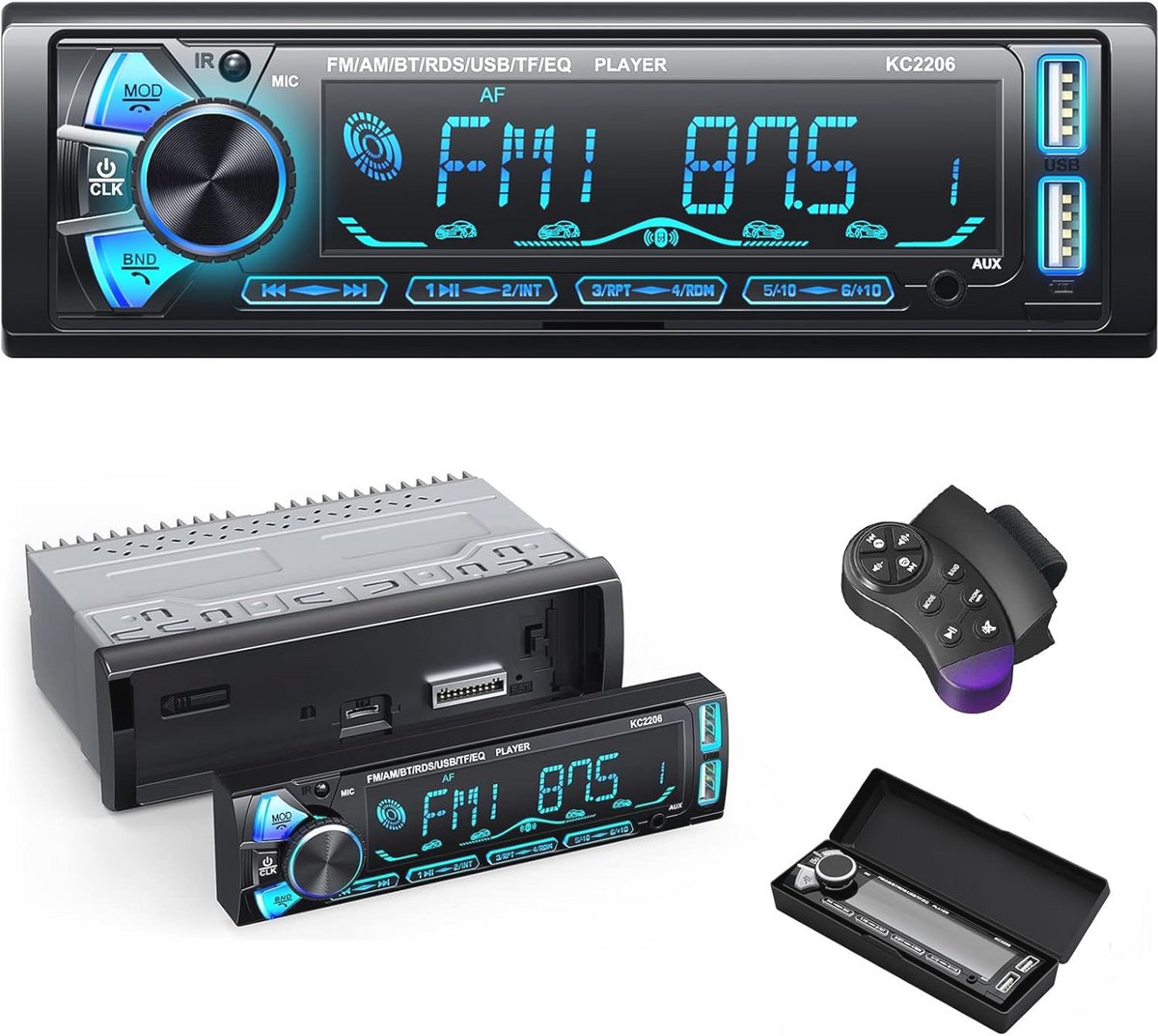 Autoradio Bluetooth 5.0 met RDS en FM/AM - 1 DIN Compatible met iOS/Android