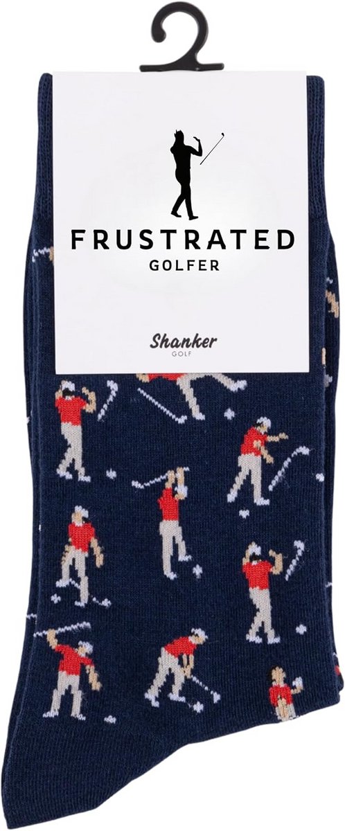Grappige Golfsokken met Boze Golfer Patroon - Marineblauw - Maat 10-13