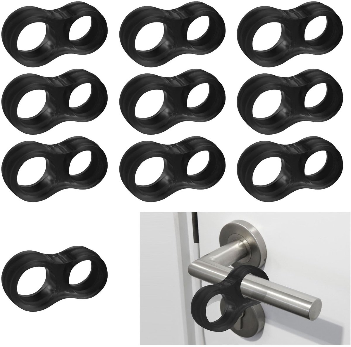 IMPERATORIS® Deurklink Buffers - Deurstop Ringen - Stootkussens voor Deurklink - Bescherming tegen Muurschade - Set van 10 - zwart