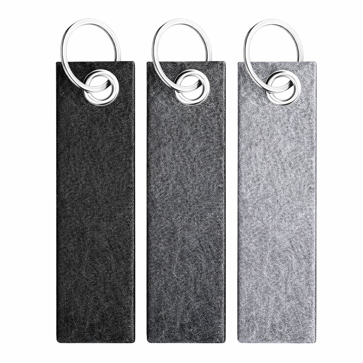 FSW-Products Vilten Sleutelhangers – Set van 3 – Grijstinten – 13 cm
