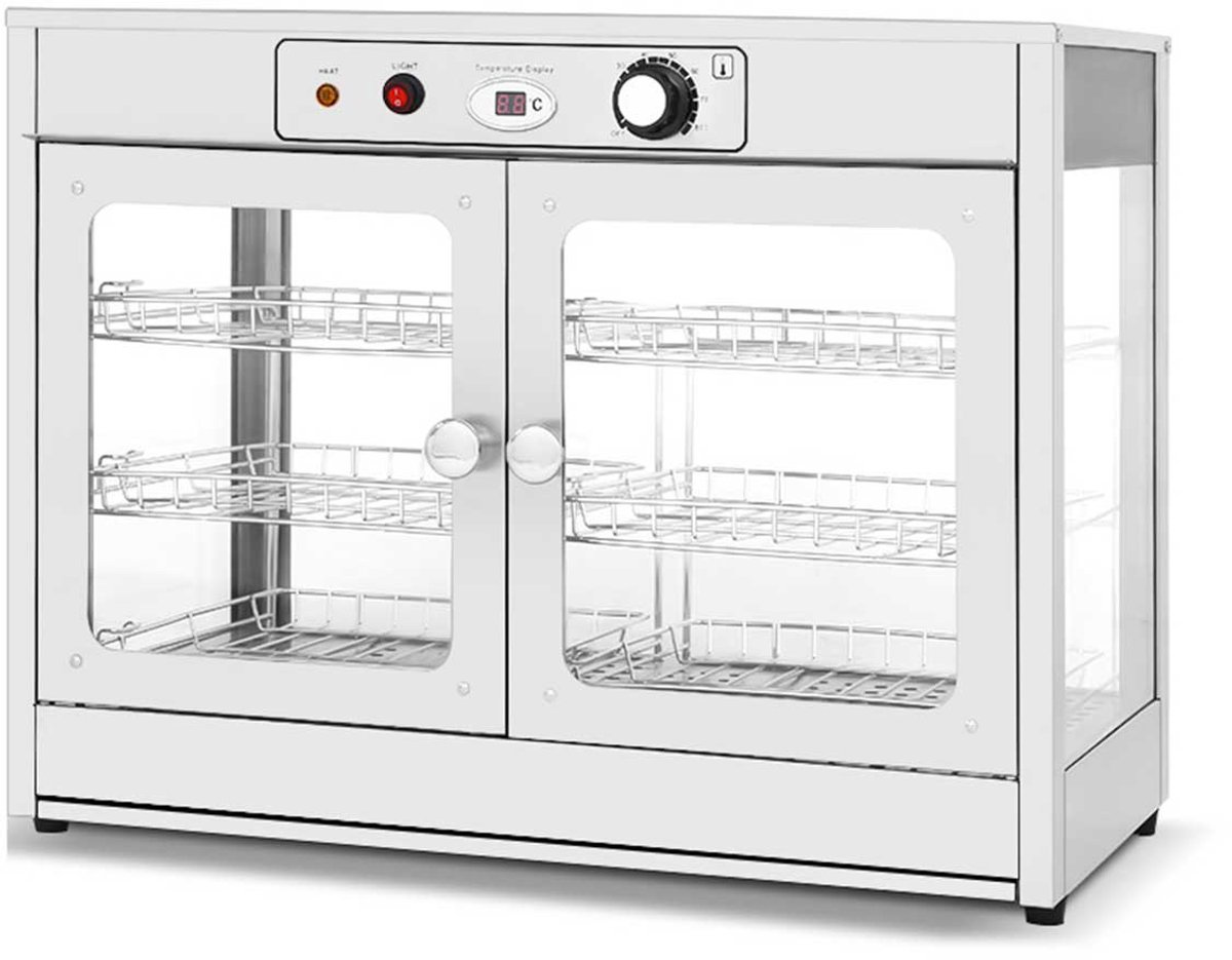 HCB® - Professionele Horeca Warmhoudvitrine - 230V - RVS / INOX - 37.5x66.5x52 cm (DxBxH) - 21 kg - 9218