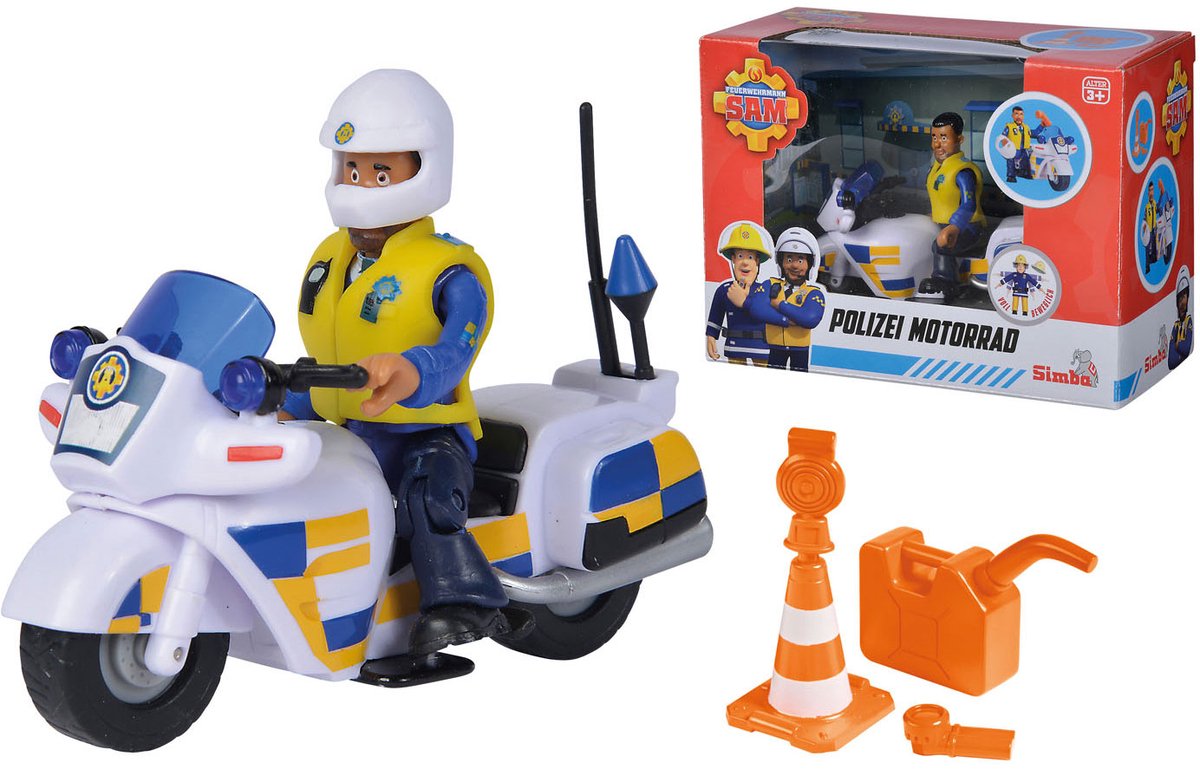 Simba Brandweerman Sam - Politie motorfiets speelgoedvoertuig thumbnail 3