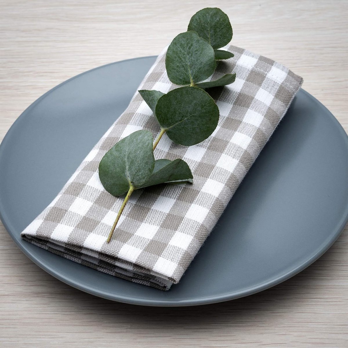 Half-linnen Servetten 8-stuks Set Grijswit Geruit 45x45 cm – Kant-en-klaar voor de Tafel