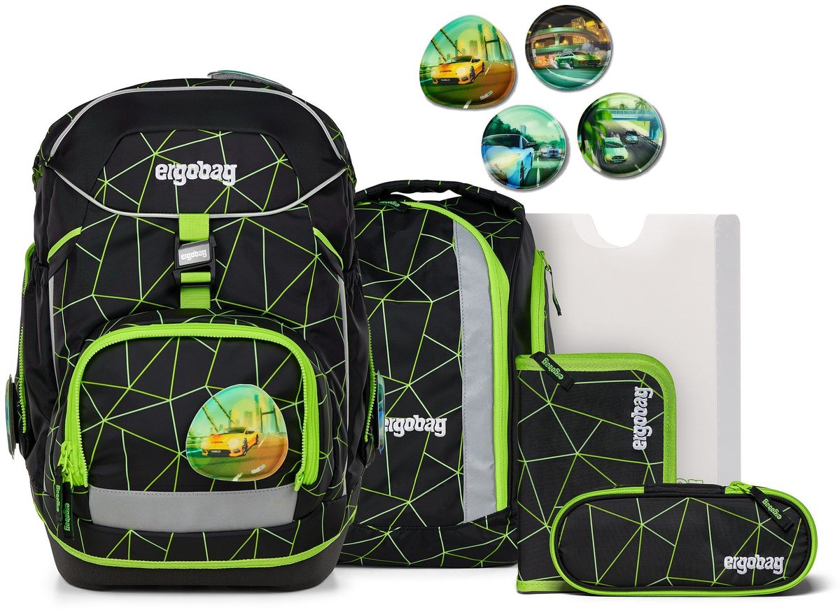 ergobag schooltas Lumi-Edition Pack-Set 6-delig CyBär Race zwart