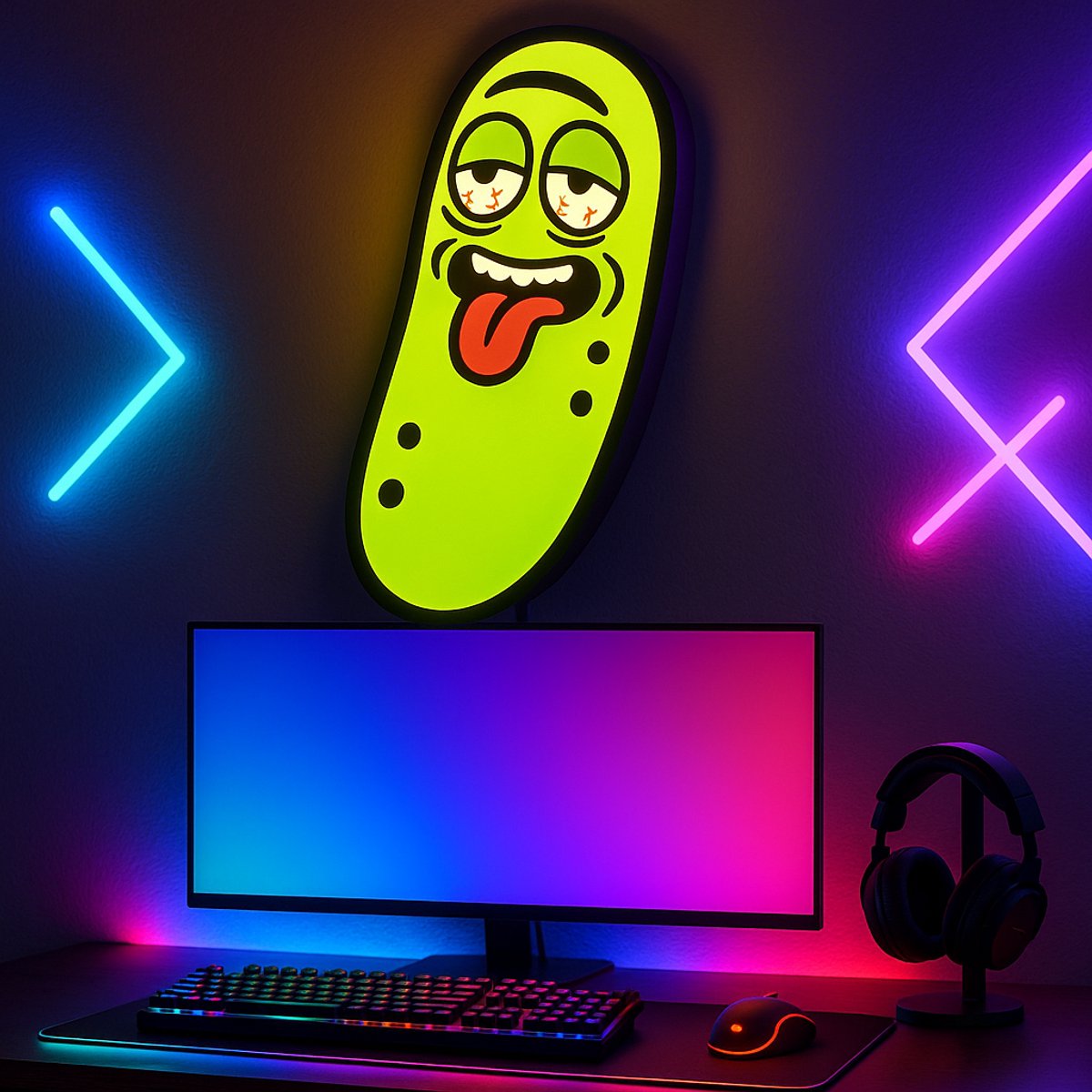 Stoned Pickle Lightbox – Cartoon 3D 420 Weed Lamp – Uniek Stoner Decor, Chill Room Verlich