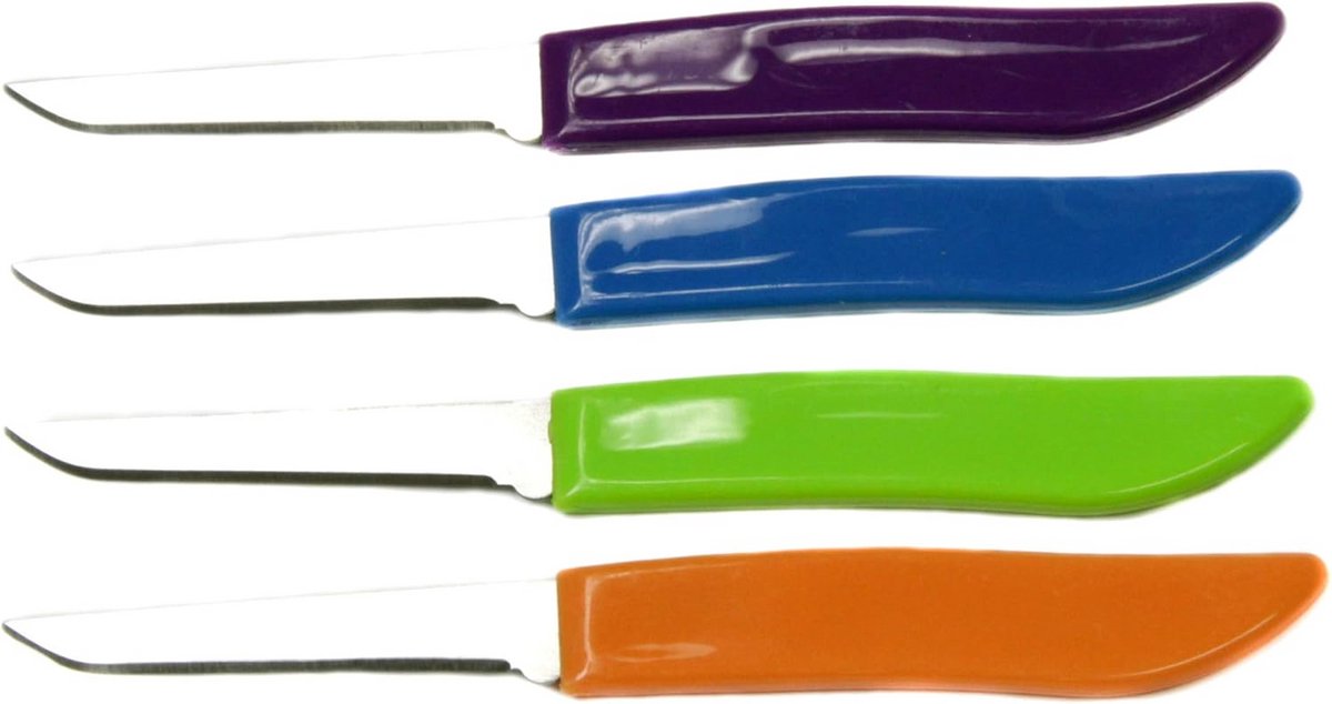 2.5 Inch Paringsmes, Multicolore Handgreep, Roestvrij Staal, Set van 4
