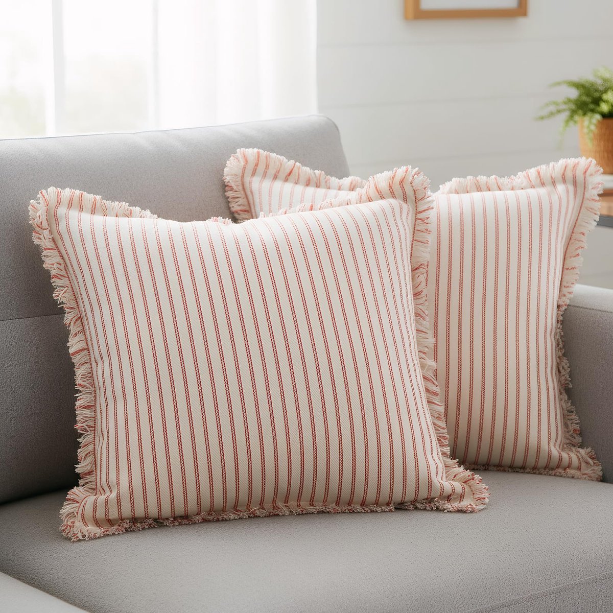 Unyqoos Set van twee decoratieve kussenhoezen in boho stijl voor slaapkamer en woonkamer roze