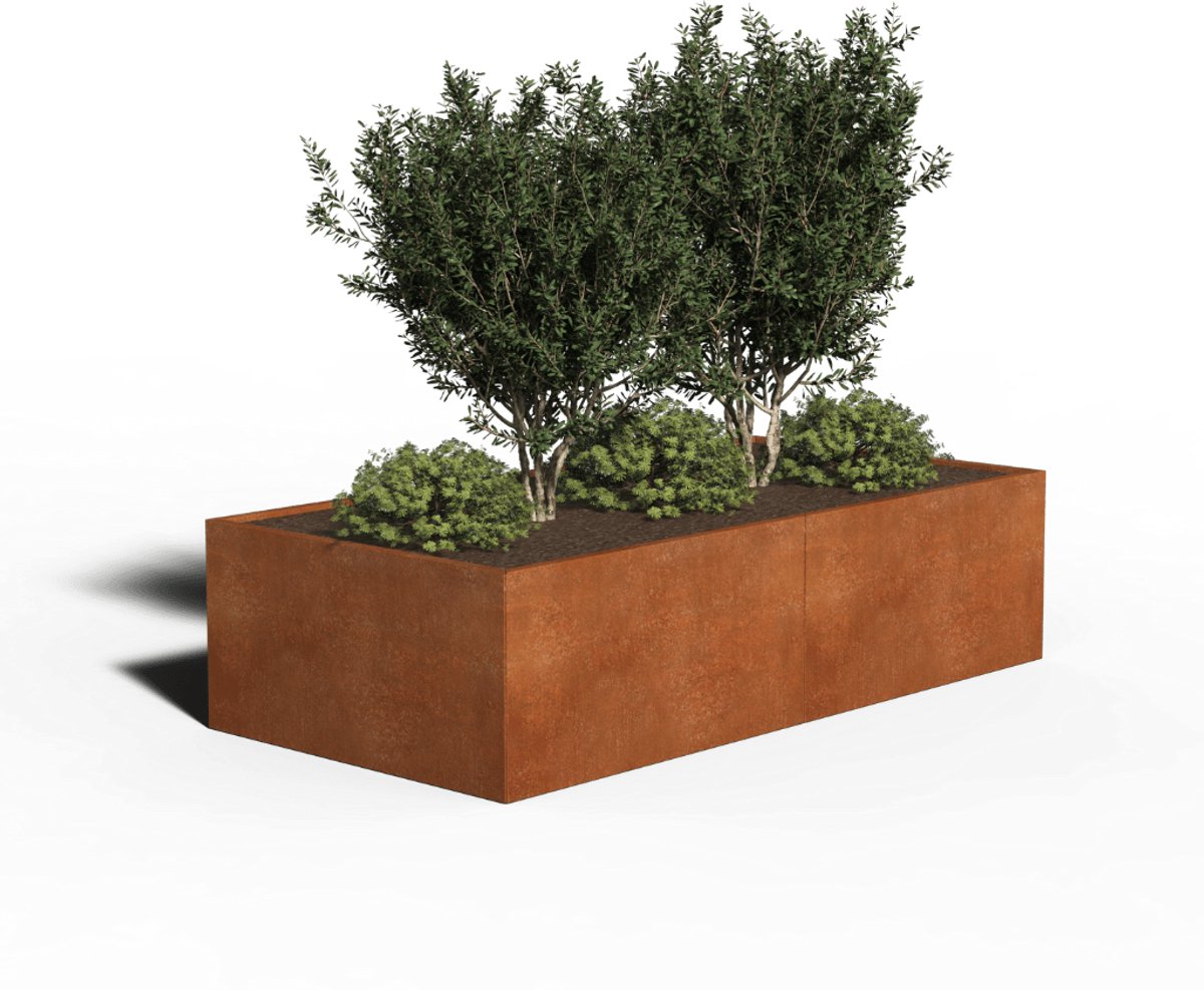 Cortenstaal Plantenbak Rechthoek | 240 x 120 x 30 | Zonder bodem