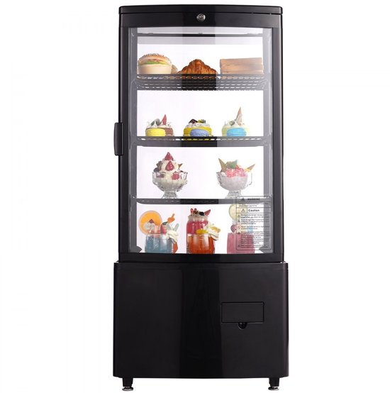 Koelvitrine - Toonbank Gebaksvitrine - Capaciteit 85 L - 3 Lagen - LED-verlichting - Vorstvrije luchtkoeling - Snelle koeling