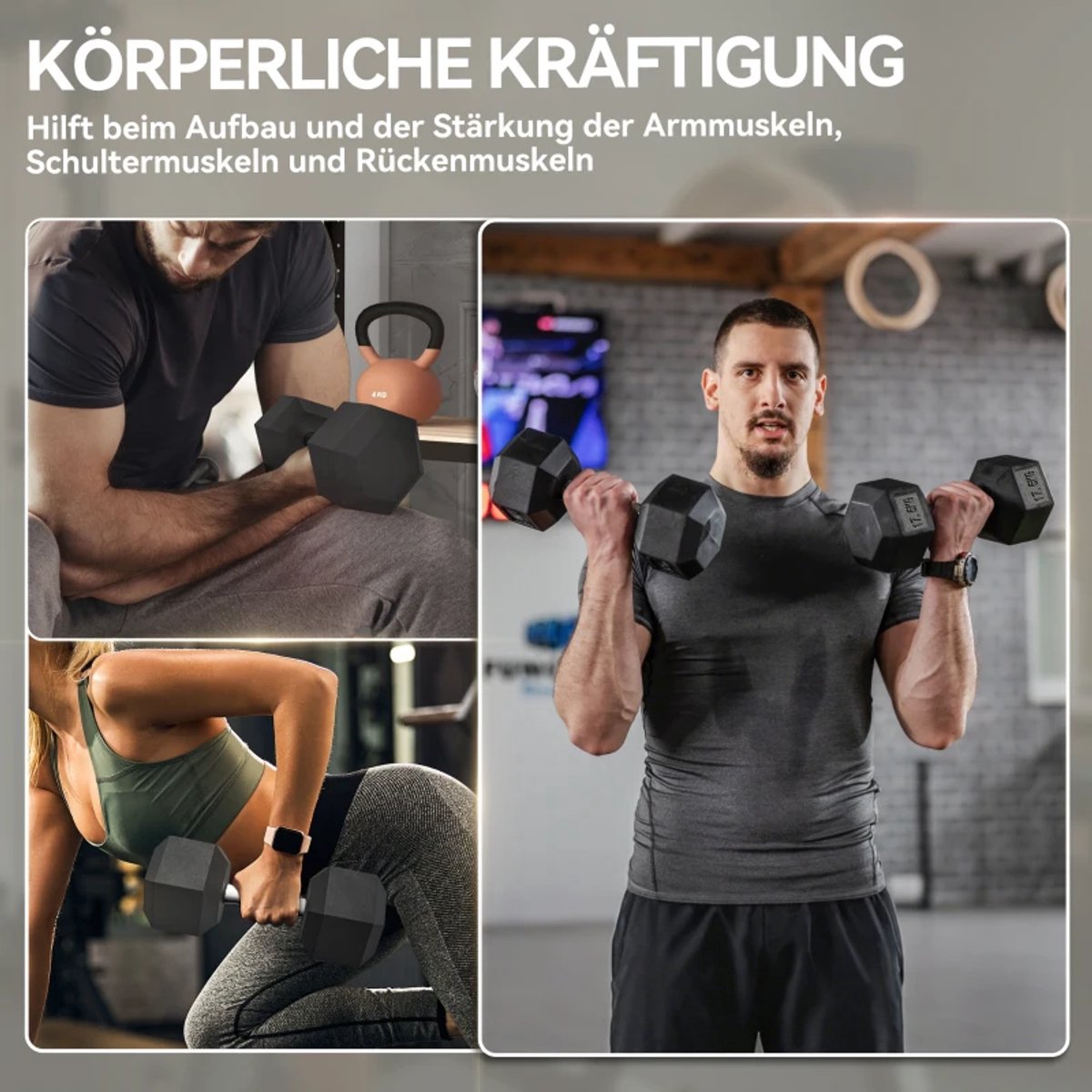 Dumbbells 35 kg - Halter - Set van 2 - Hexagonaal Design - Antislip Grip - Gewichten Set - Halterset - Dumbbell Set - Krachttraining - Fitness - Gym - Geschikt voor Thuis en Sportschool – foto 5