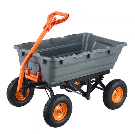 Kiepwagen - Poly-tuinkar met stalen frame, capaciteit 1500 pond, 2-in-1 ombouwbare handgreep, multifunctionele kruiwagen met 13 inch banden van Merkloos	 — afbeelding 5