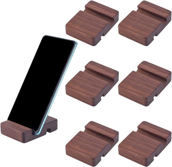 Plehood Houten Telefoonstandaard – Natuurlijke Walnoot, Magnetisch Demontabel, Voor IPhone, IPad En Alle Mobieltjes, Bureaumodel