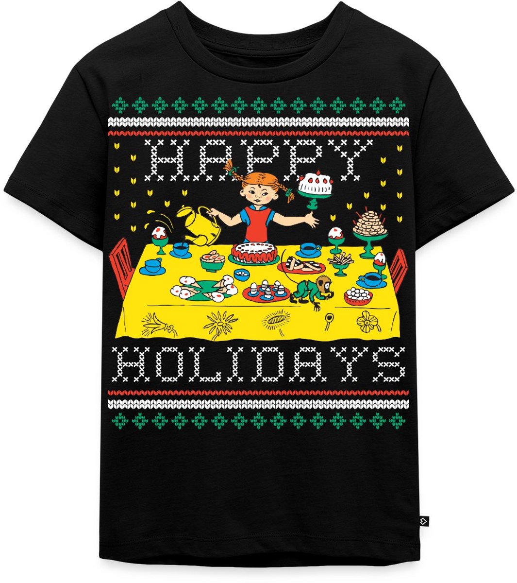 Pippi Langkous En Meneer Nilsson Happy Holidays Premium T Shirt Kinderen