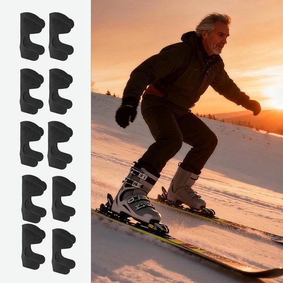 Hielbeschermers - Scheenbeschermers voor skischoenen - 10-pack zelfklevende scheenbeschermers - zelfklevend - Scheenbeschermers voor skiërs, beginners en skiliefhebbers, indoor/outdoor competitie, zwart van Merkloos — afbeelding 5