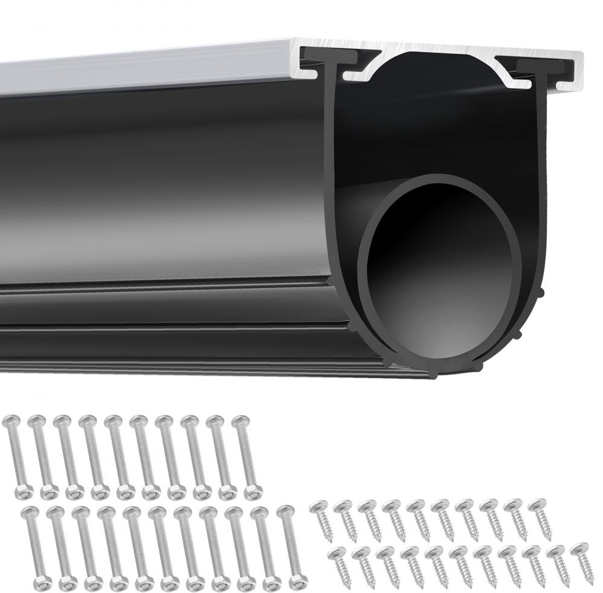 Garagedeur Deurafdichting - Rubberen Afdichtstrip 4,8 m - Tocht- en Waterdicht - Stofdicht - Zelfklevend - Voor Garagedeuren en Rolluiken - Zwart