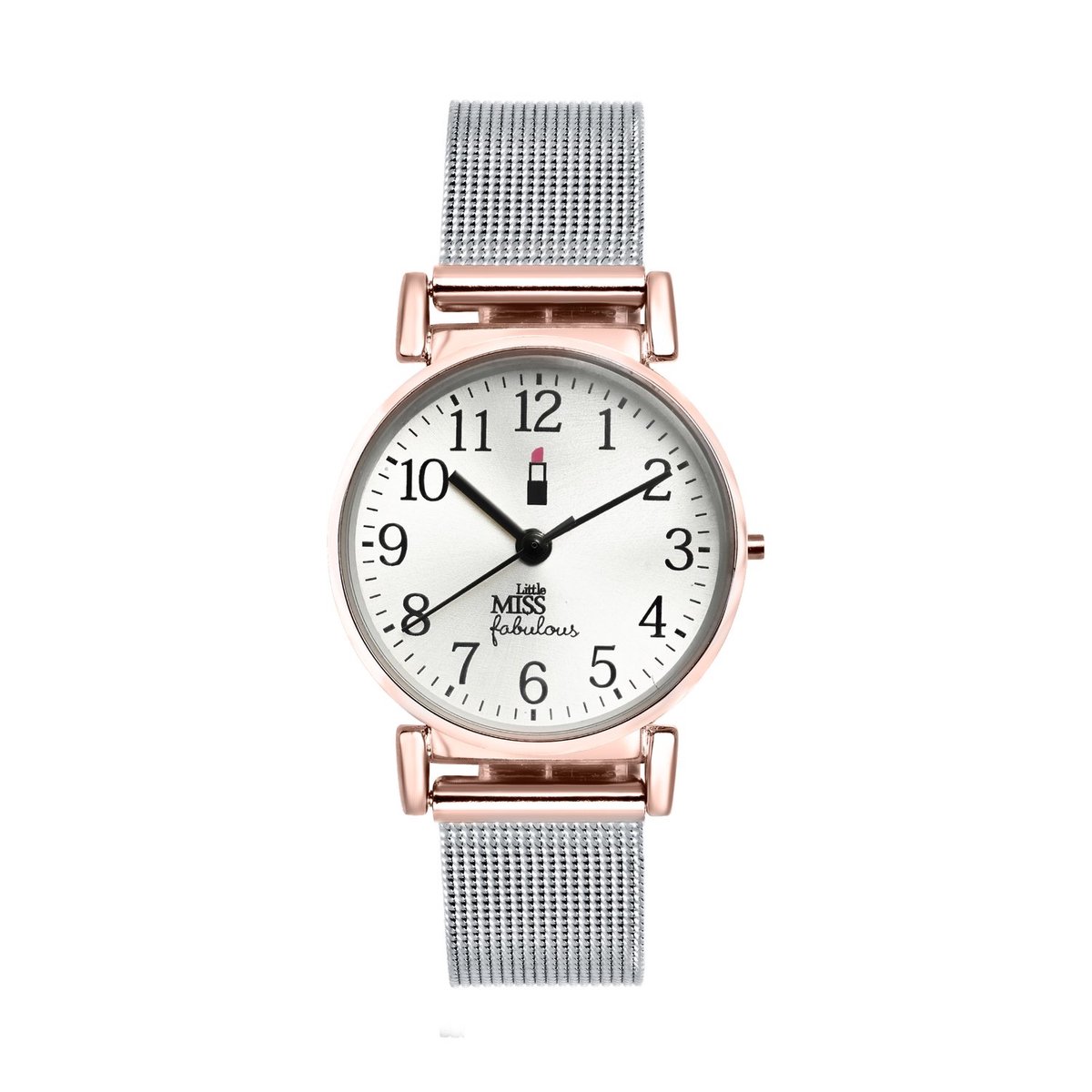 Lucardi Kinder Little Miss Fabulous horloge met mesh band - Horloge - Staal - Zilverkleurig - 24 mm