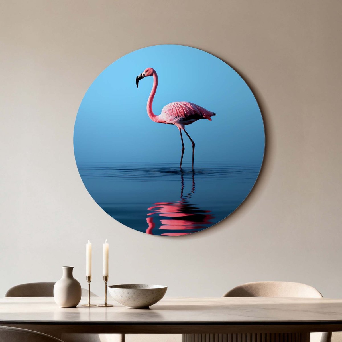 KitchenArt - Blush Reflection - Muurcirkel Binnen - ø 80 cm - Wandcirkel - Mét Ophangsysteem - Wanddecoratie - Muurdecoratie