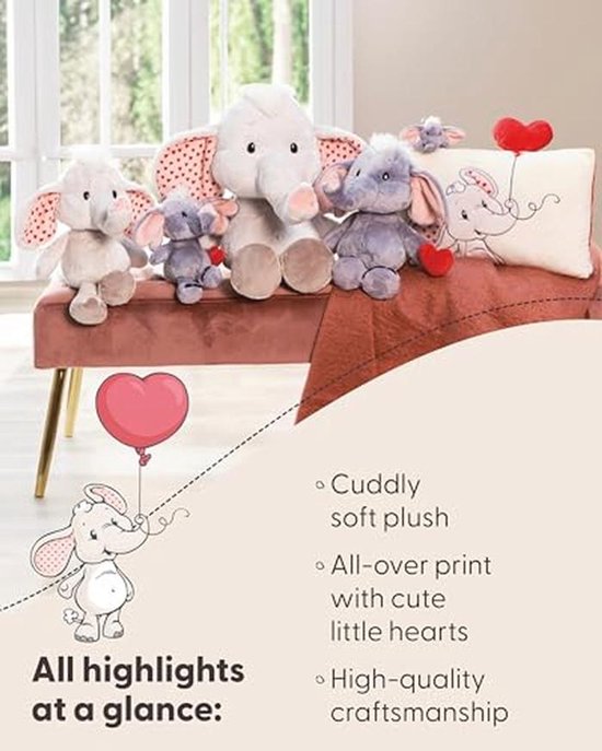 Knuffel Olifant Lichtgrijs 48 cm - Pluche Speelgoed voor Kinderen en Volwassenen, Perfect als Cadeau — afbeelding 2
