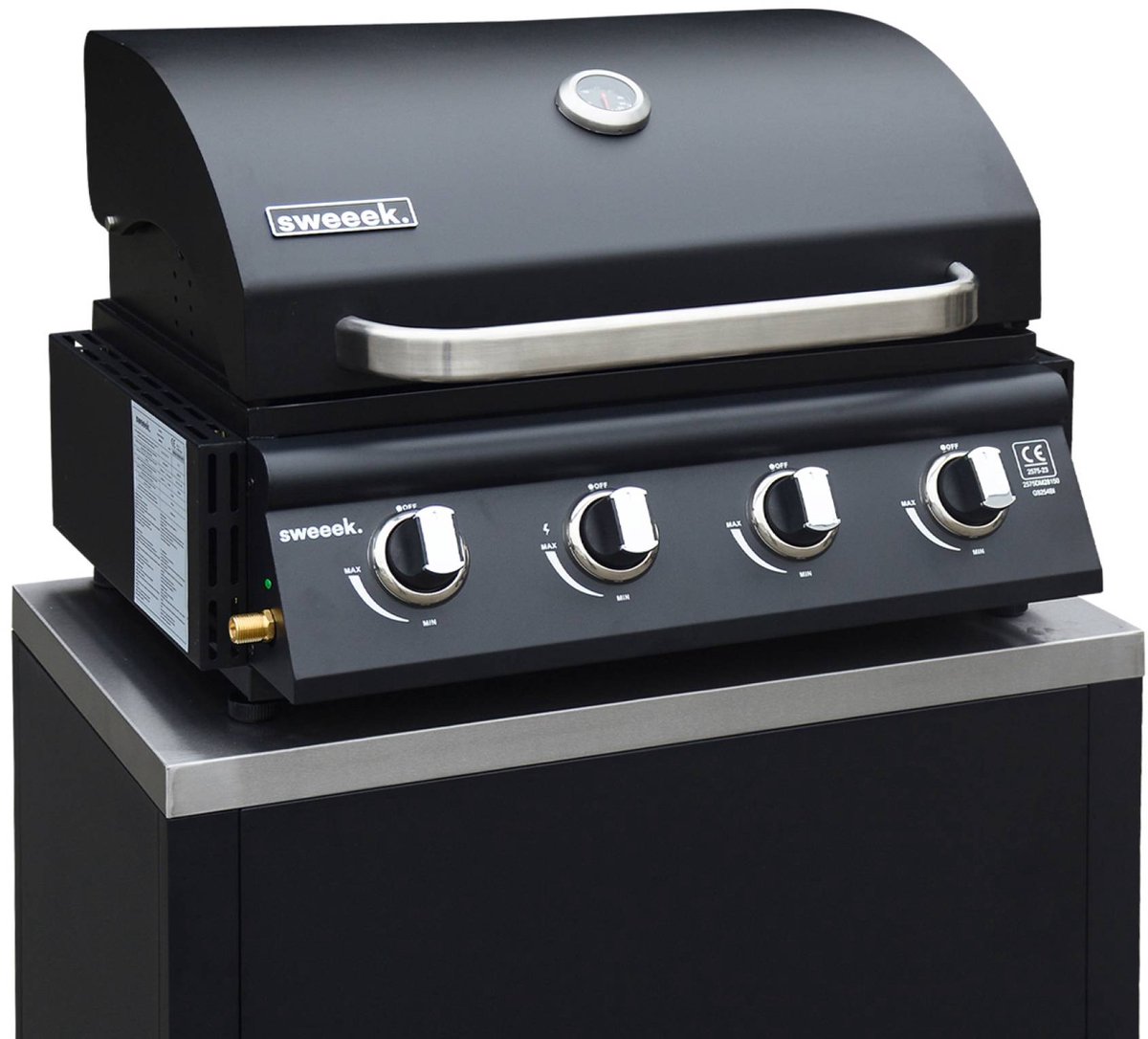 sweeek - Gasbarbecue met 4 branders, thermometer en vetopvangbak - grimaud