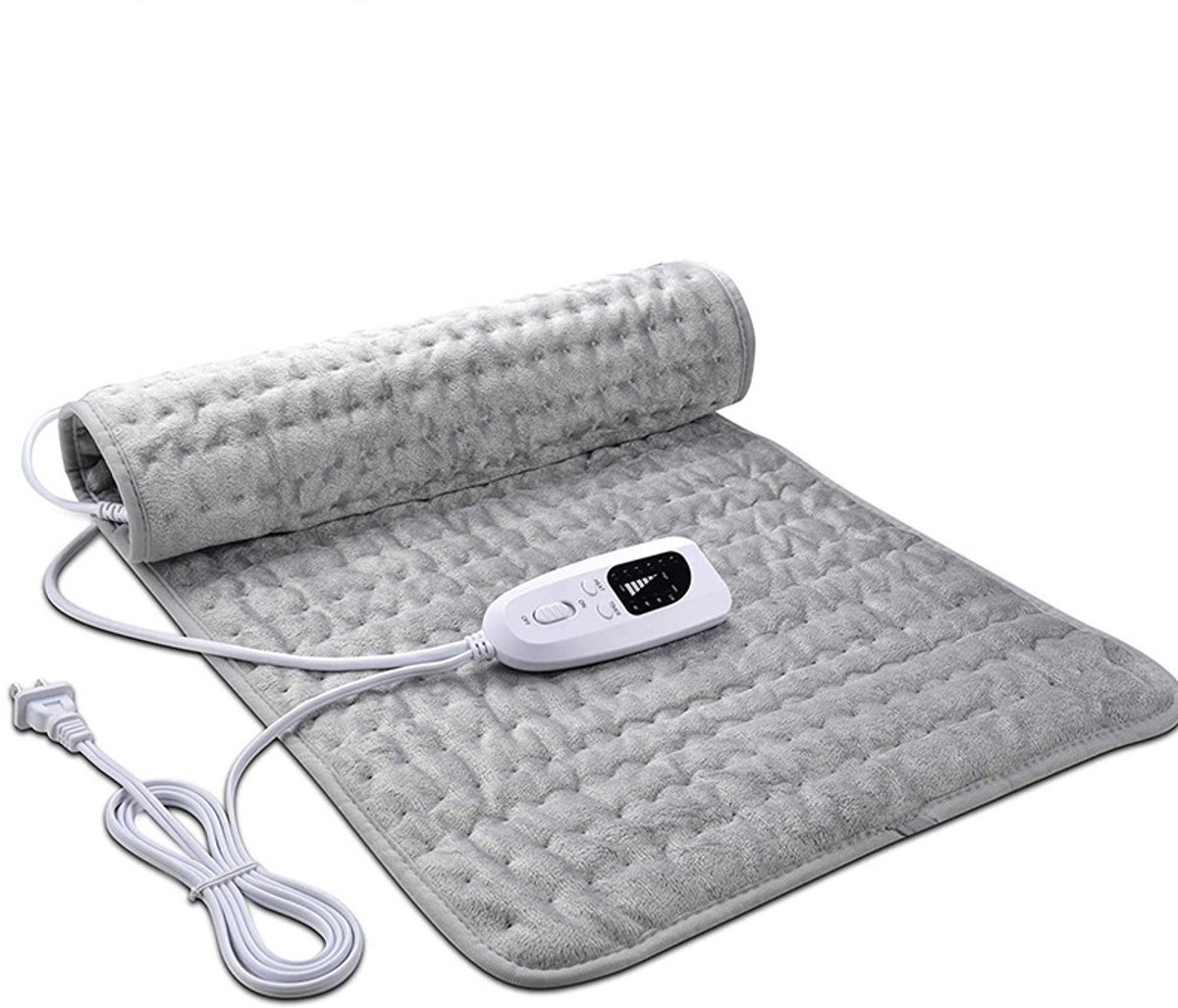 Verwarmingskussen - elektrische deken - elektrisch deken - Nat verwarmingskussen - Droge/natte verwarming - 6 temperatuurstanden - Zacht pluche - 60×30cm - Grijs