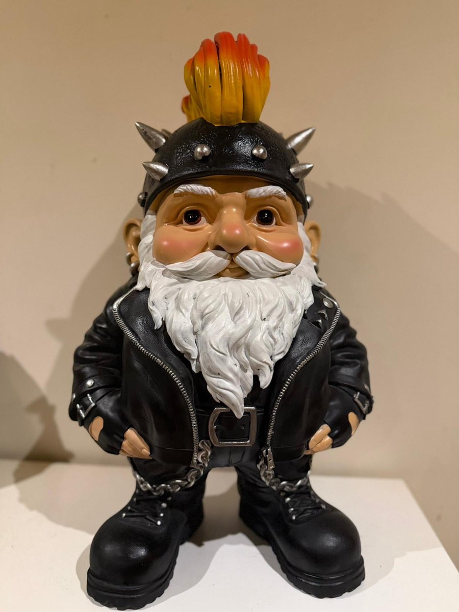Goodyz - Funserie - Kabouter - Biker - Bikerlook - Rocker - met hanenkam - 24cm hoog