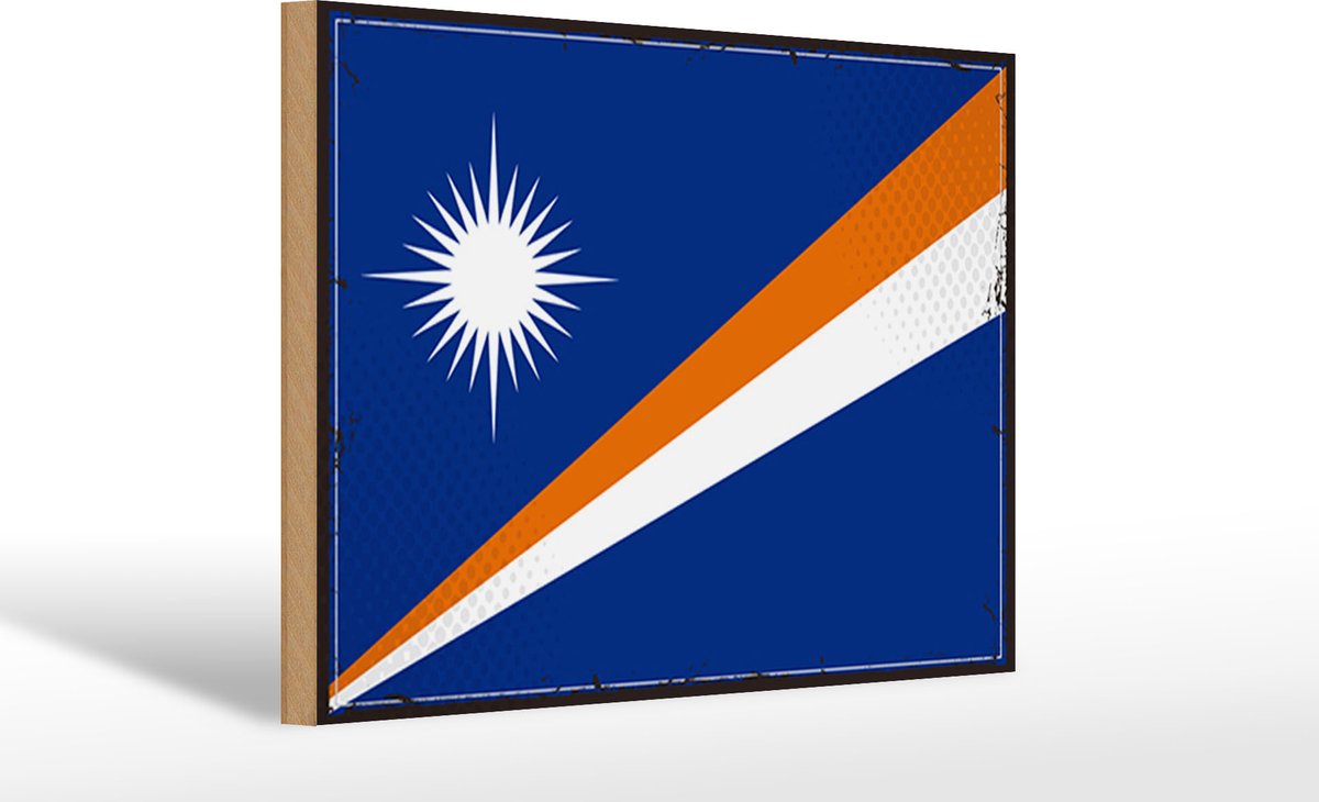 Holzschild Flagge Marshallinseln 30x20cm Retro Flag