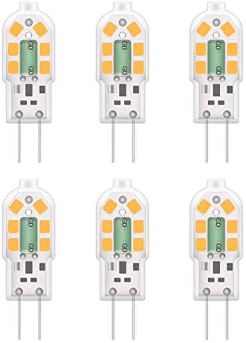 G4 LED Lamp 2W - Vervangt 20W Halogeen, Warmwit 3000K, AC/DC 12V, Niet Dimbaar, Energiebesparend, Set van 6