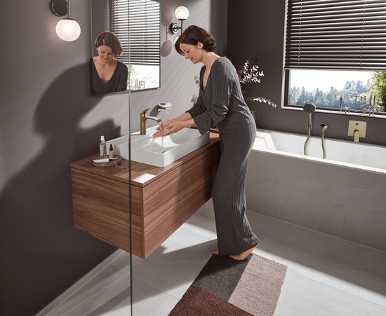 Mitigeur lavabo monocommande hansgrohe Vivenis 110 CoolStart sans bonde, finition bronze brossé