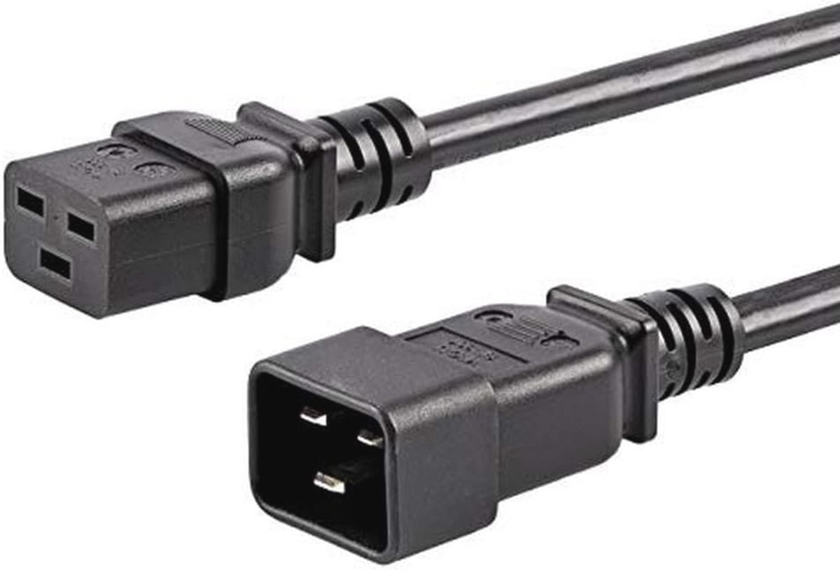 3m Zware Kracht Uitbreidingskabel C19 naar C20, 15A 250V, 14AWG, Zwart