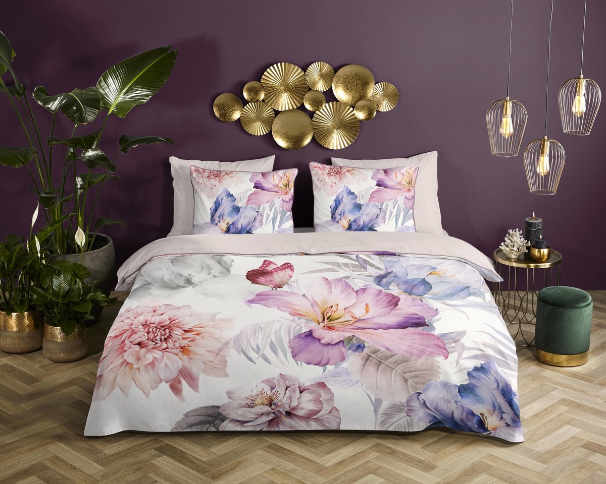 Descanso dekbedovertrek bloemen - 2 persoons 200x200/220 cm - Multi - 100% Katoen satijn