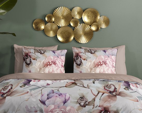 Descanso dekbedovertrek bloemen - 2 persoons 200x200/220 cm - Grijs - 100% Katoen satijn — afbeelding 2