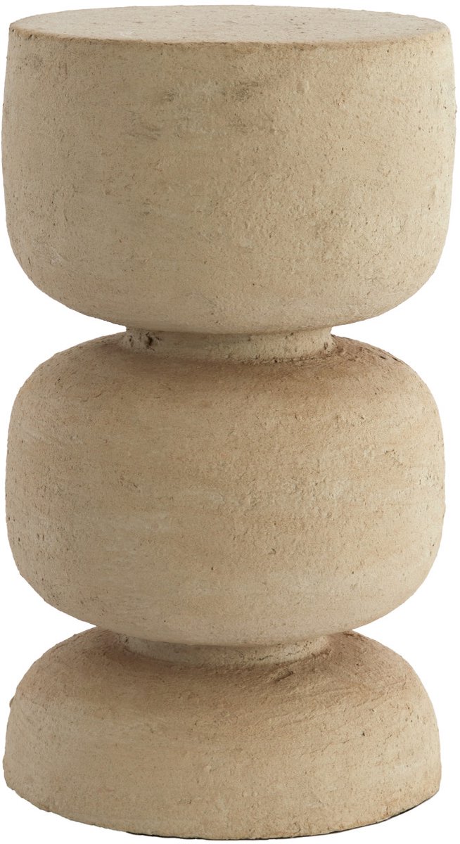 kleine bijzettafel JALON papier-maché beige – Ø29x31 cm