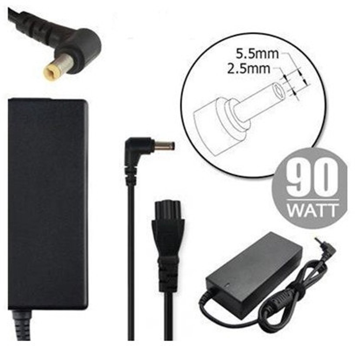 Nilox NLX90W-TA14 netvoeding & inverter Binnen 90 W Zwart