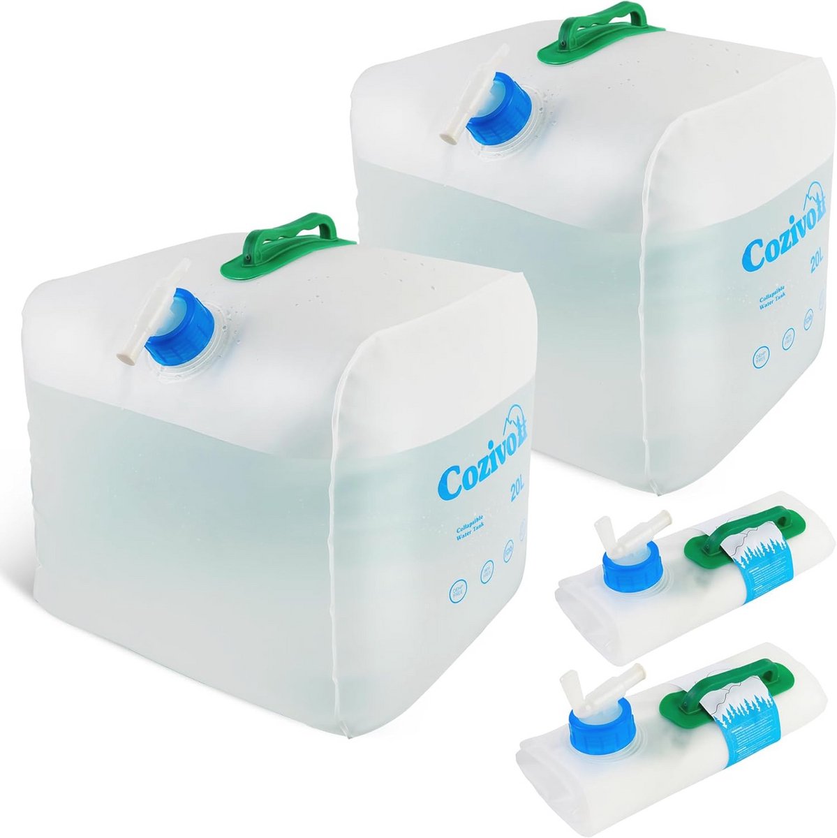 BPA-vrije opvouwbare watercontainer 2-pack voor camping en outdoor activiteiten