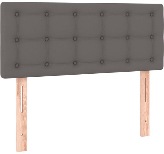 vidaXL - Boxspring - met - matras - kunstleer - grijs - 80x200 - cm
