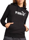 Zwarte hoodie met capuchon en kangoeroezak, met het PUMA-logo op de voorkant.