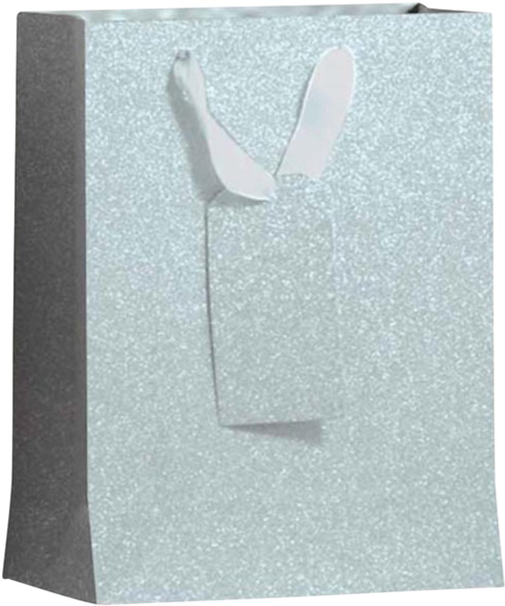 Cadeautas ig group zilver glitter 175x98x229mm | 12 stuks