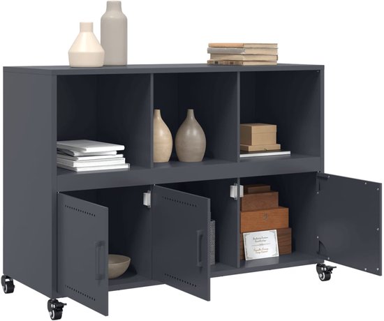 vidaXL - Buffet - 100,5x39x72 - cm - laminé à froid - acier - anthracite