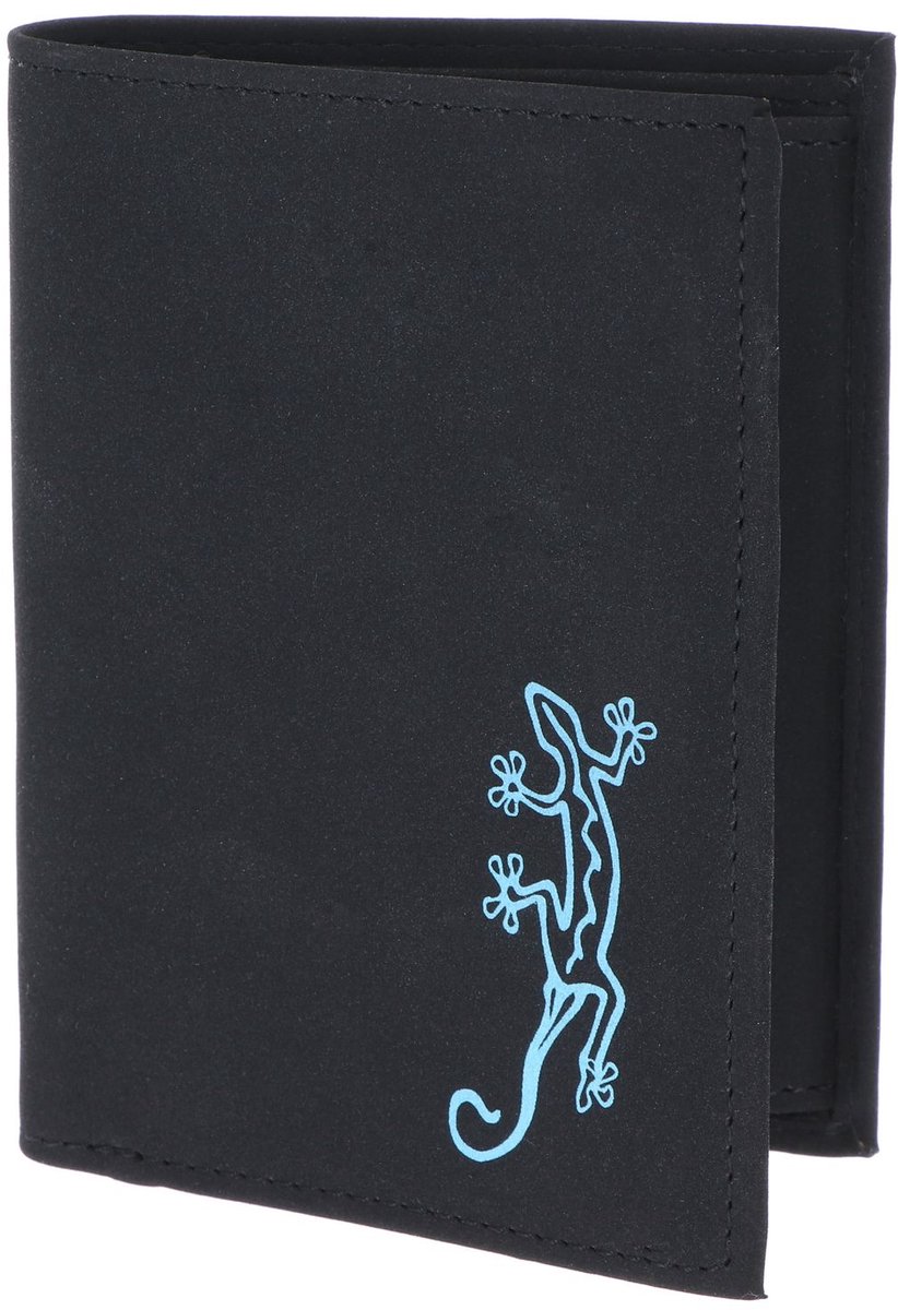 oxmox portemonnee New Cryptan Kombibörse Lizard Print Cyan Black zwart
