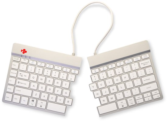 R-Go Split Break clavier ergonomique, compact design, avec logiciel de pause, ultra-mince, Bluetooth 5.0, Mode QWERTY (US), sans fil, blanc