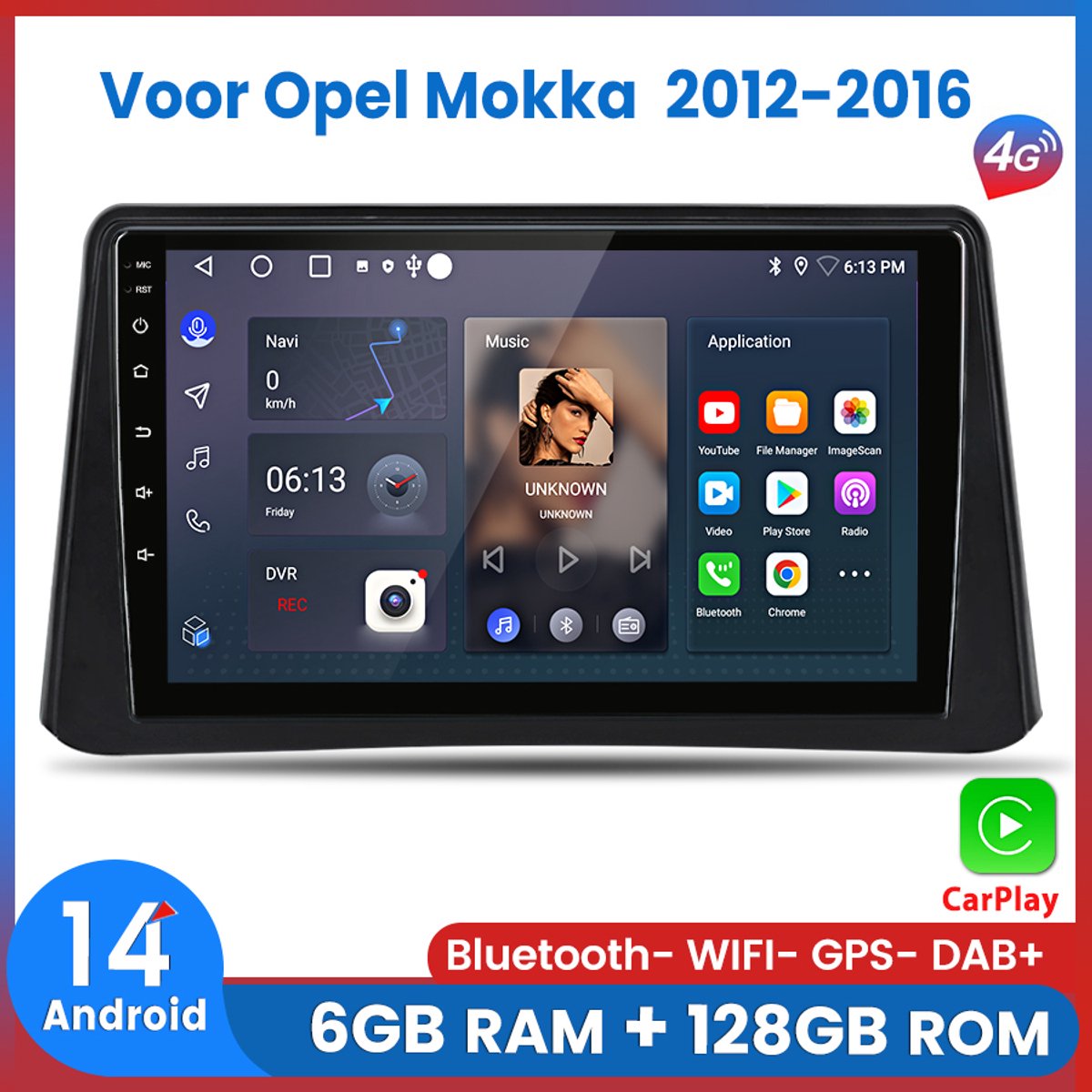 Awesafe Autoradio 6GB+128GB met Carplay en Android auto - Geschikt Voor Opel Mokka 2012 t/m 2016 - Radio scherm met Navigatie GPS - 8 Kern V1PRO Versie - Draadloos Apple Carplay & Android - 2012 2013 2014 2015 2016