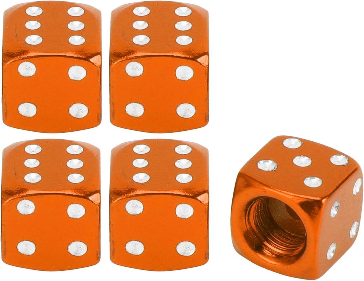 5 Stuks Universele Bandventieldopjes Aluminiumlegering Oranje Anti-Corrosie