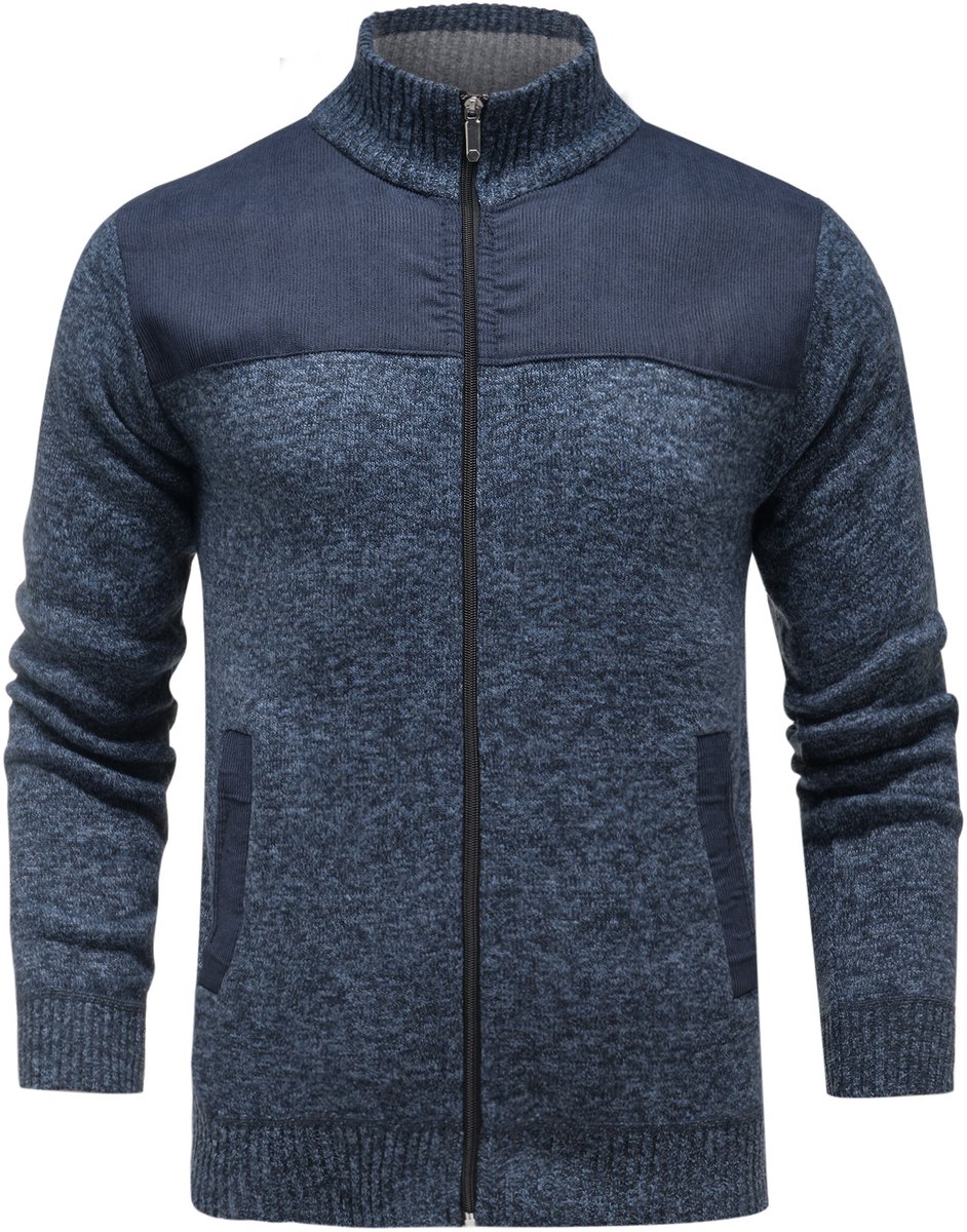 ALLTHEMEN Heren Trui met rits - opstaande kraag - 4XL
