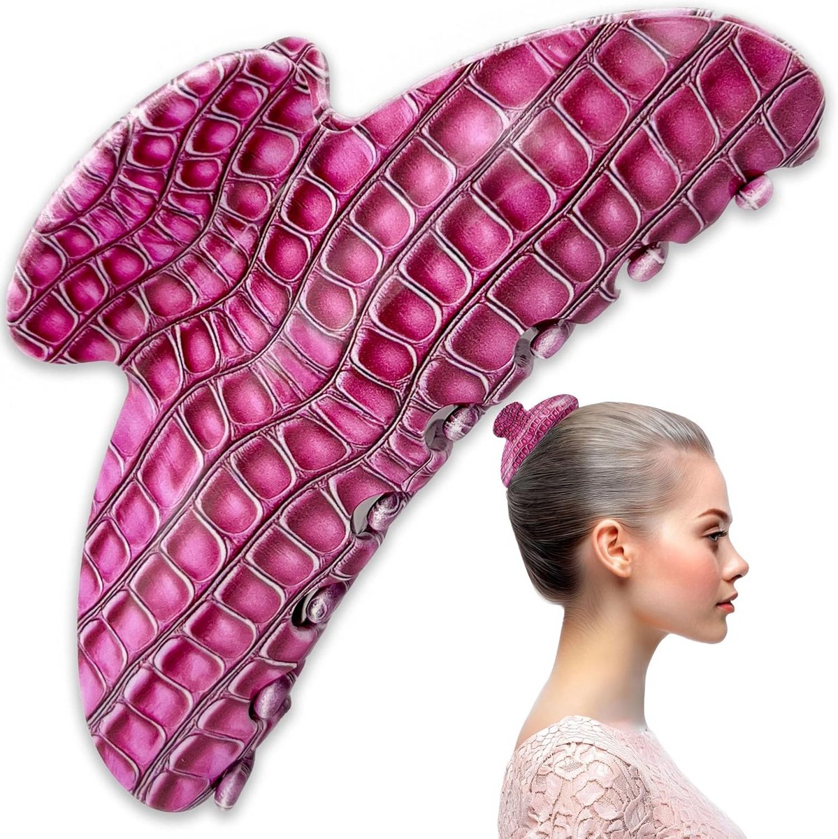Grote Luxe Haarclip Dames - Cellulose Acetaat Krabspeld voor Dik Haar - Chic Accessoire
