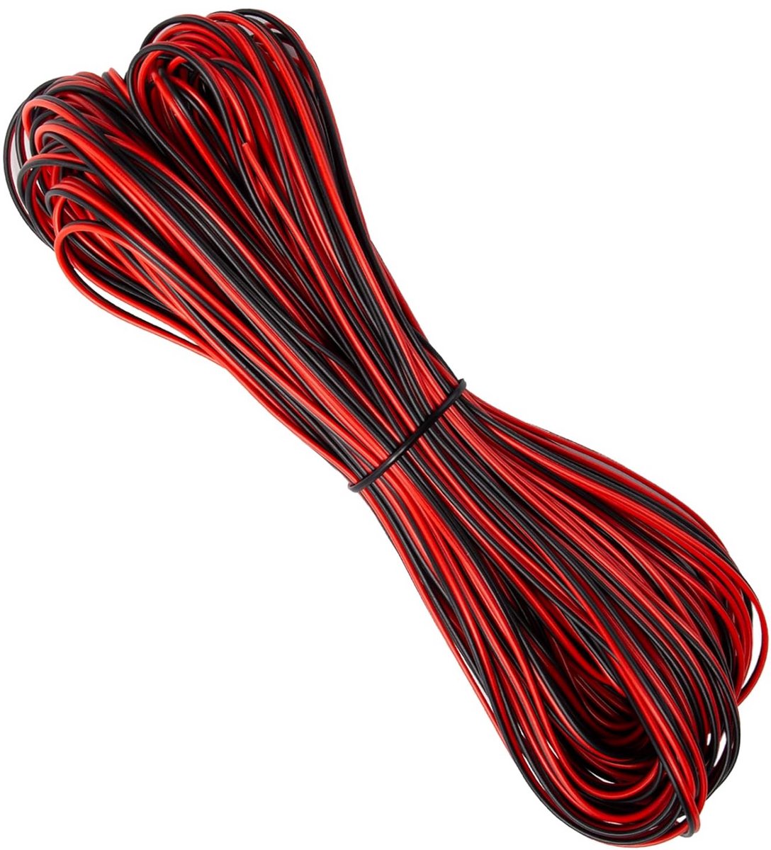 Elektrische Draad - Koperkabel - Verlichting Aansluiten - Flexibel Tinnen Koper - 30 Meter - Rood Zwart