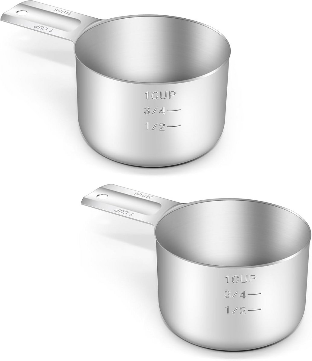 Set van 2 Roestvrijstalen Maatbekers (240ml/8oz) voor de Keuken