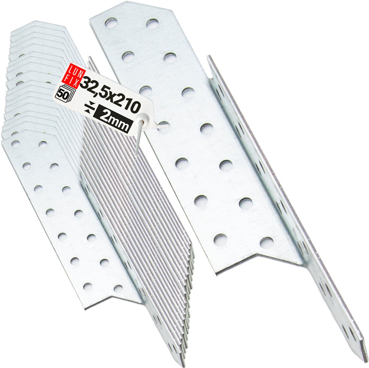 LUN FIX - Sparrenpfettenanker - Verzinkt - 32x210mm - 50 stuks - Zware Hoekverbinder - Rechts