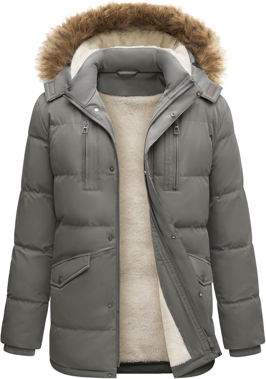 Memoryee Militaire fleece outdoorjas voor heren, winddicht, met capuchon, zwart, 3XL