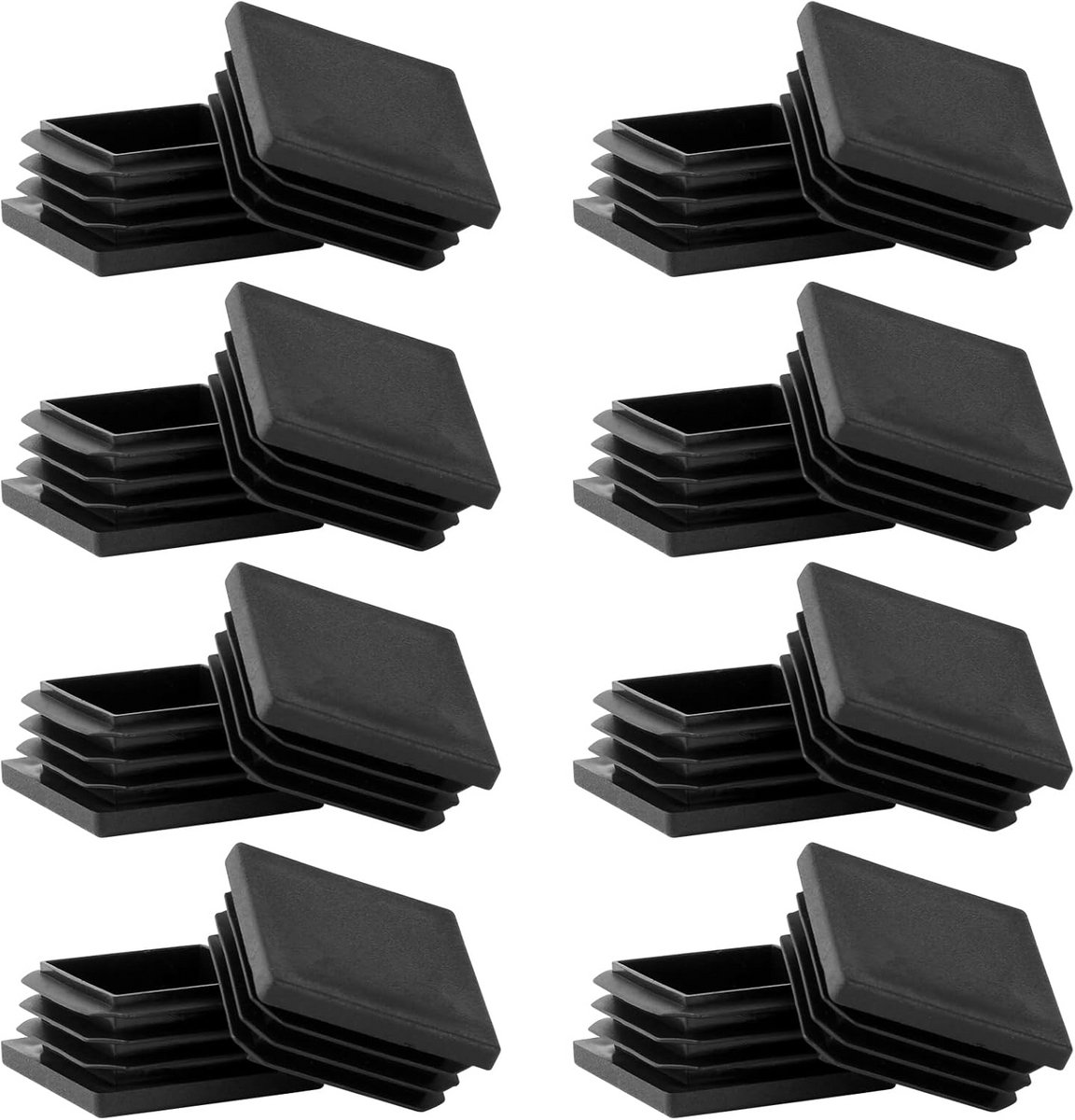 16x Zwarte Vierkante Eindkappen 40x40 mm Kunststof Buis Doppen